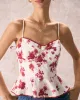 The Red Sweetheart Neck Floral Cami Top sold by rihoas