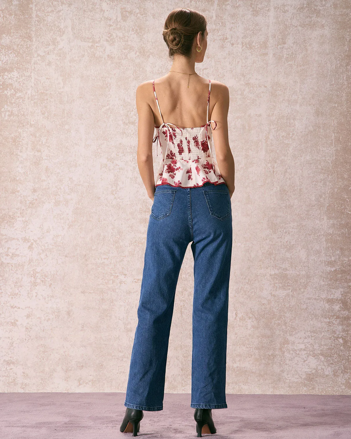 The Red Sweetheart Neck Floral Cami Top sold by rihoas product image thumbnail 5