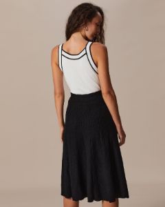 The Black High Waisted Textured Knit Midi Skirt sold by rihoas