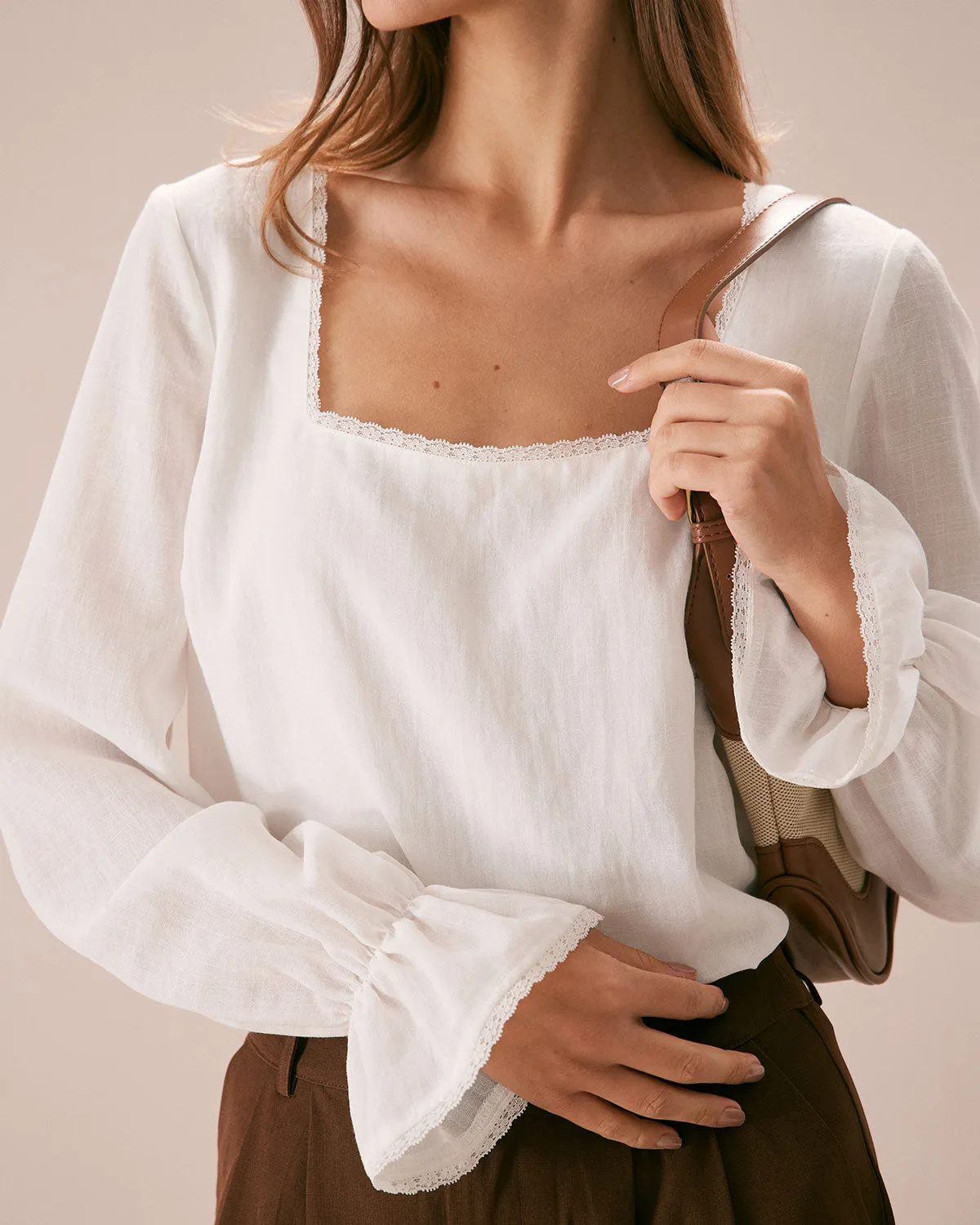 The White Square Neck Poet Sleeve Blouse sold by rihoas product image thumbnail 2