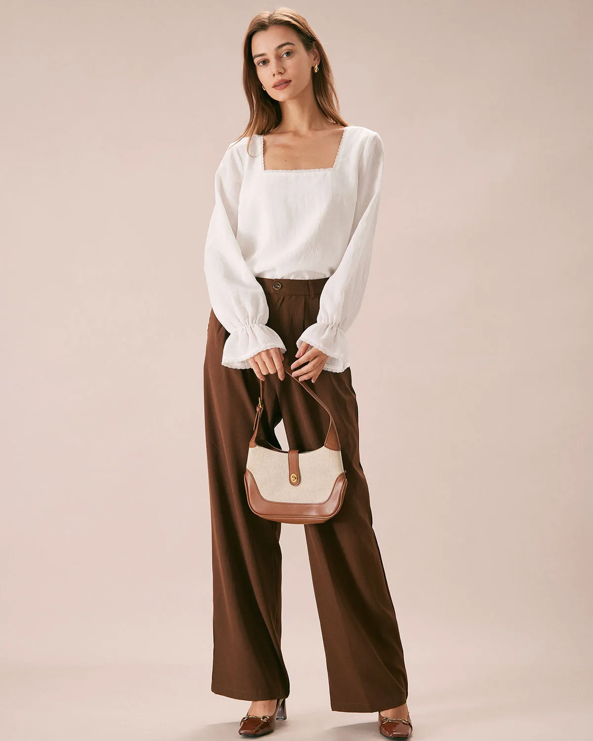The White Square Neck Poet Sleeve Blouse sold by rihoas product image thumbnail 4