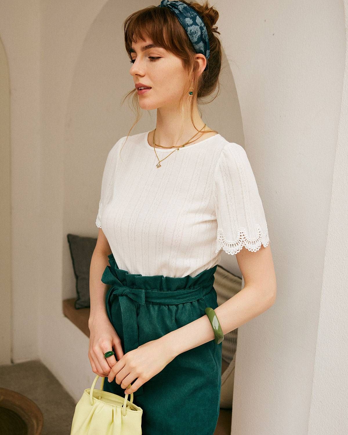 Puff Sleeve Shirred Cuffs Roundneck Plain Tee sold by rihoas product image thumbnail 3