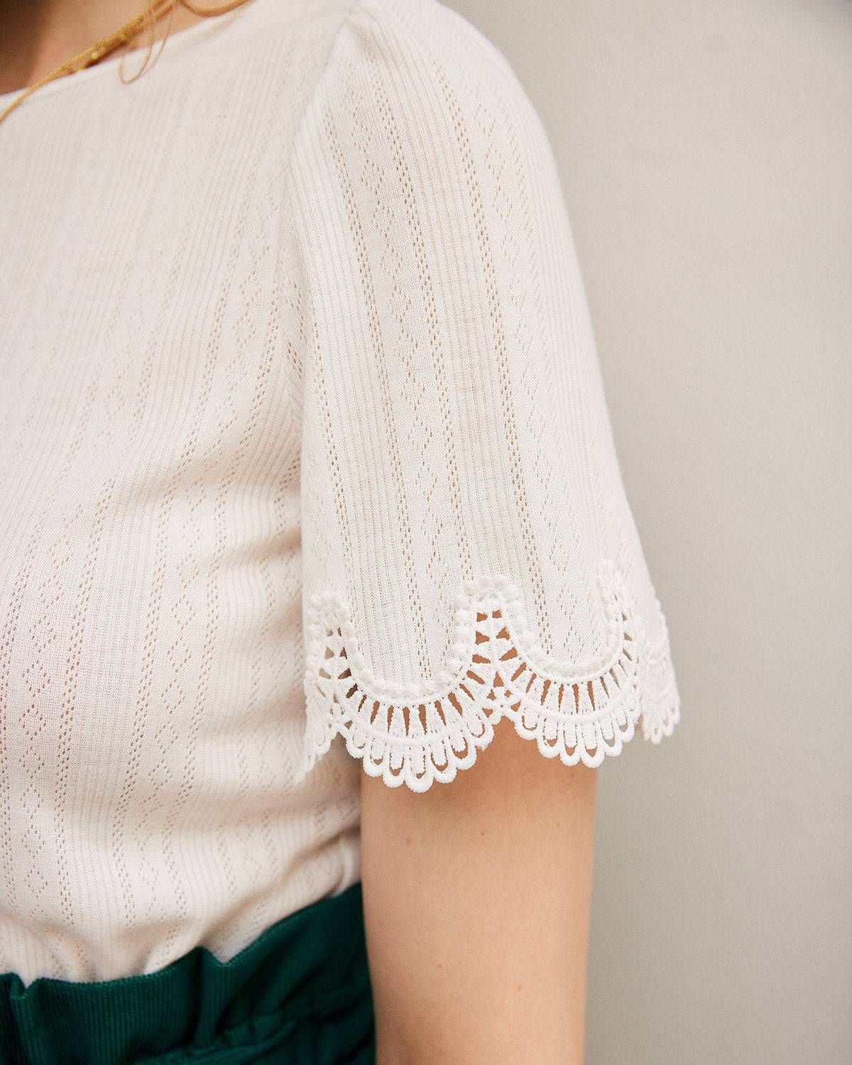 Puff Sleeve Shirred Cuffs Roundneck Plain Tee sold by rihoas product image thumbnail 2