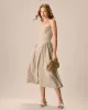 Women's Khaki Ruched Slip Midi Dress sold by rihoas
