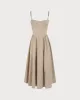 Women's Khaki Ruched Slip Midi Dress sold by rihoas