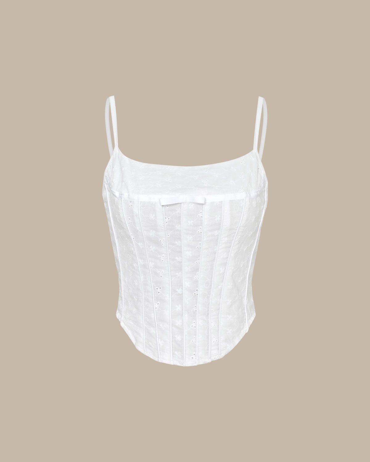 The White Bowknot Embroidery Cami Top sold by rihoas product image thumbnail 7