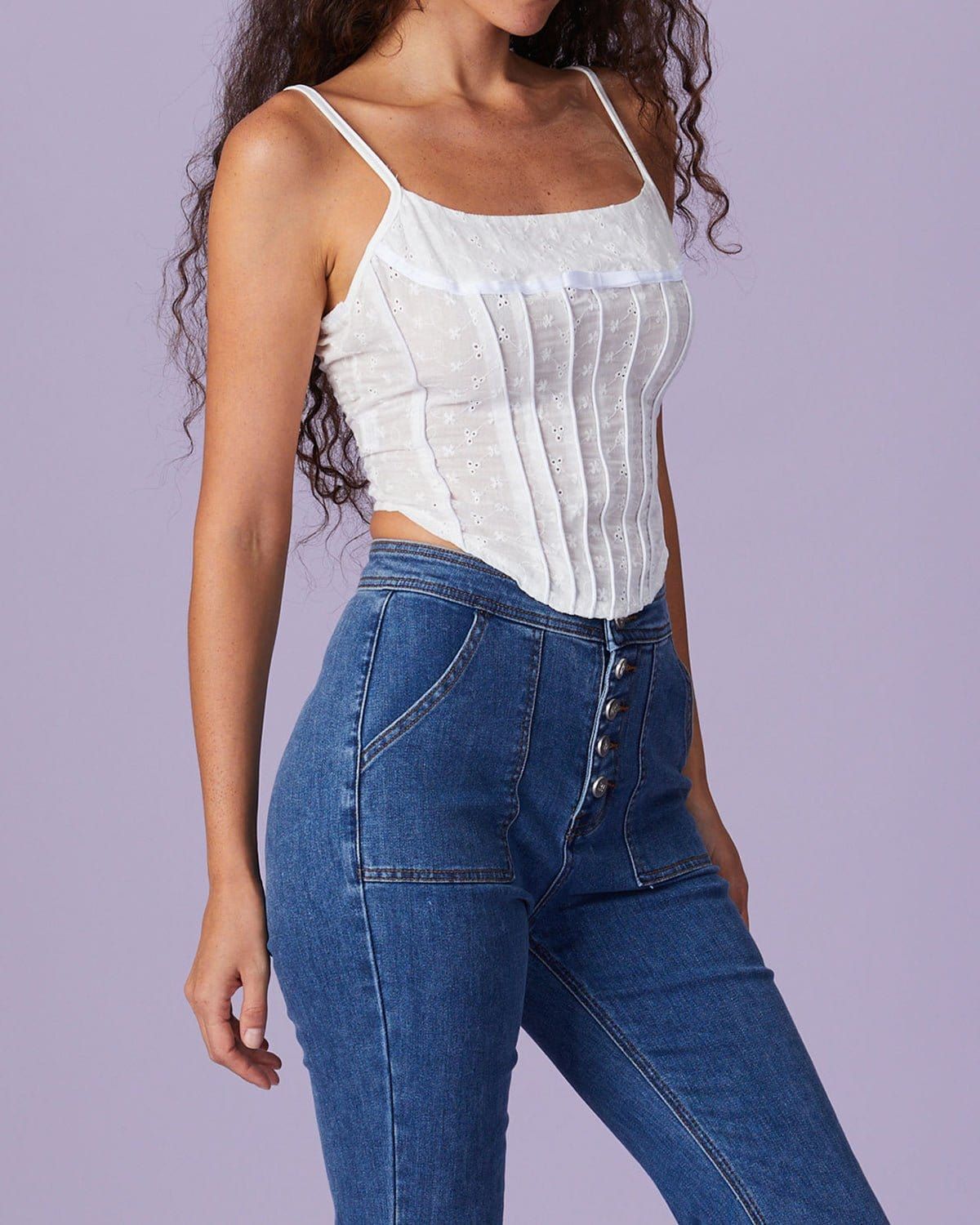 The White Bowknot Embroidery Cami Top sold by rihoas product image thumbnail 3