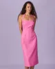 The Pink Halter Backless Slit Midi Dress sold by rihoas