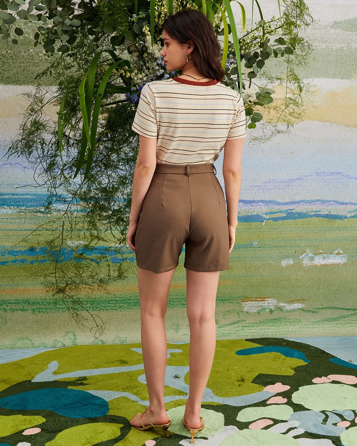 The Apricot Round Neck Striped Tee sold by rihoas product image thumbnail 6