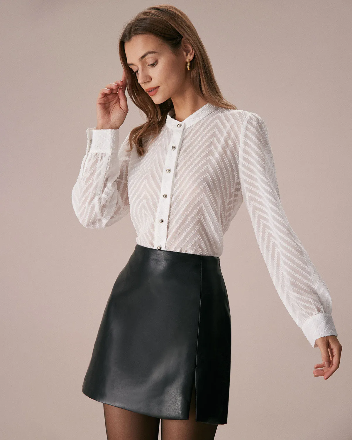 The White Textured Button See Through Shirt sold by rihoas product image thumbnail 2