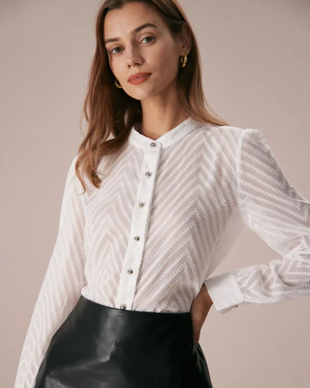The White Textured Button See Through Shirt sold by rihoas