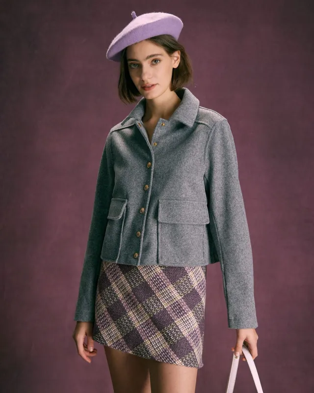 The Grey Lapel Pocket Single Breasted Jacket sold by rihoas