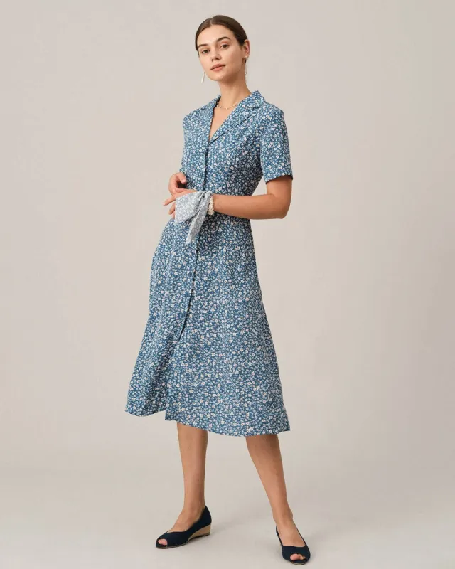 The Button-up V Neck Midi Dress sold by rihoas