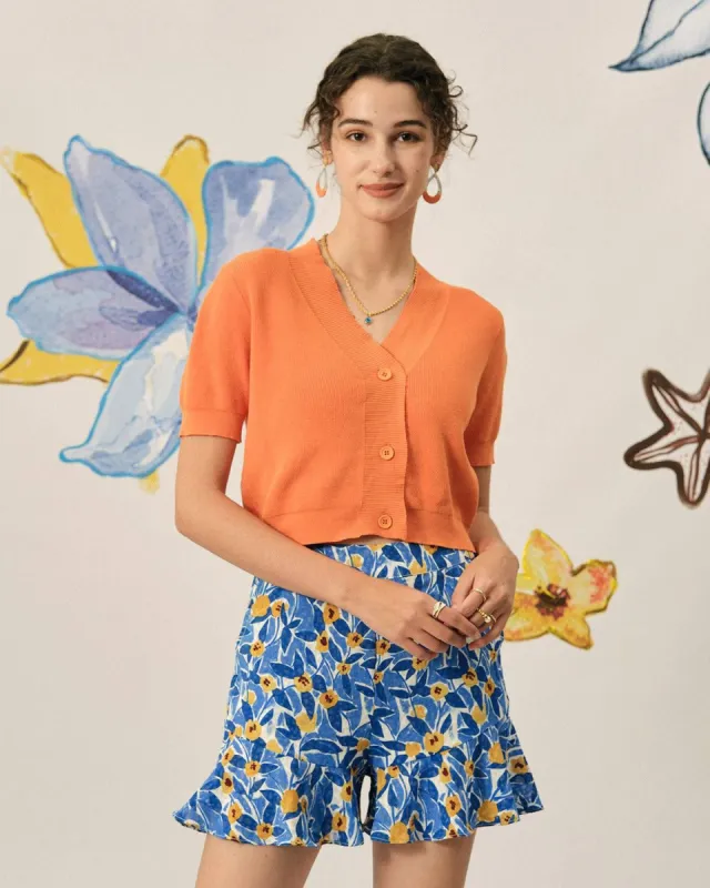 The Solid Color Short Sleeve Knit Cardigan sold by rihoas