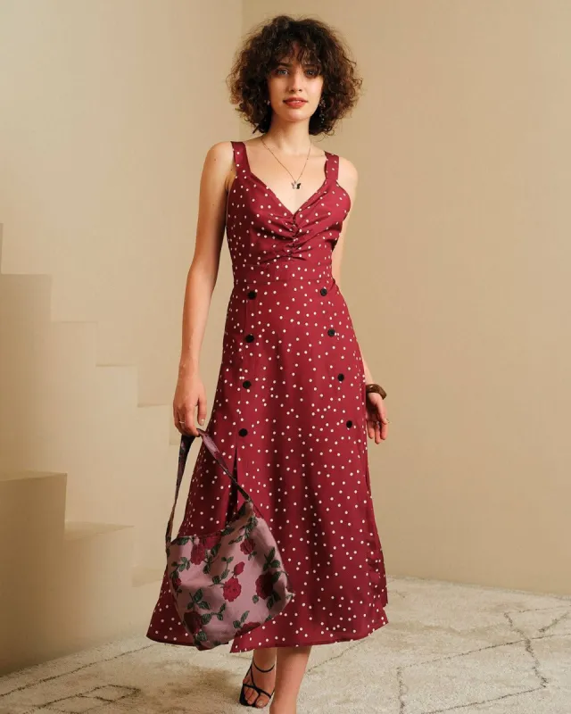 The Backless Polka Dot Maxi Dress sold by rihoas