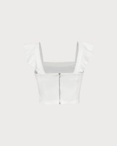 The White Flounce Butterfly Sleeve Tank Top sold by rihoas