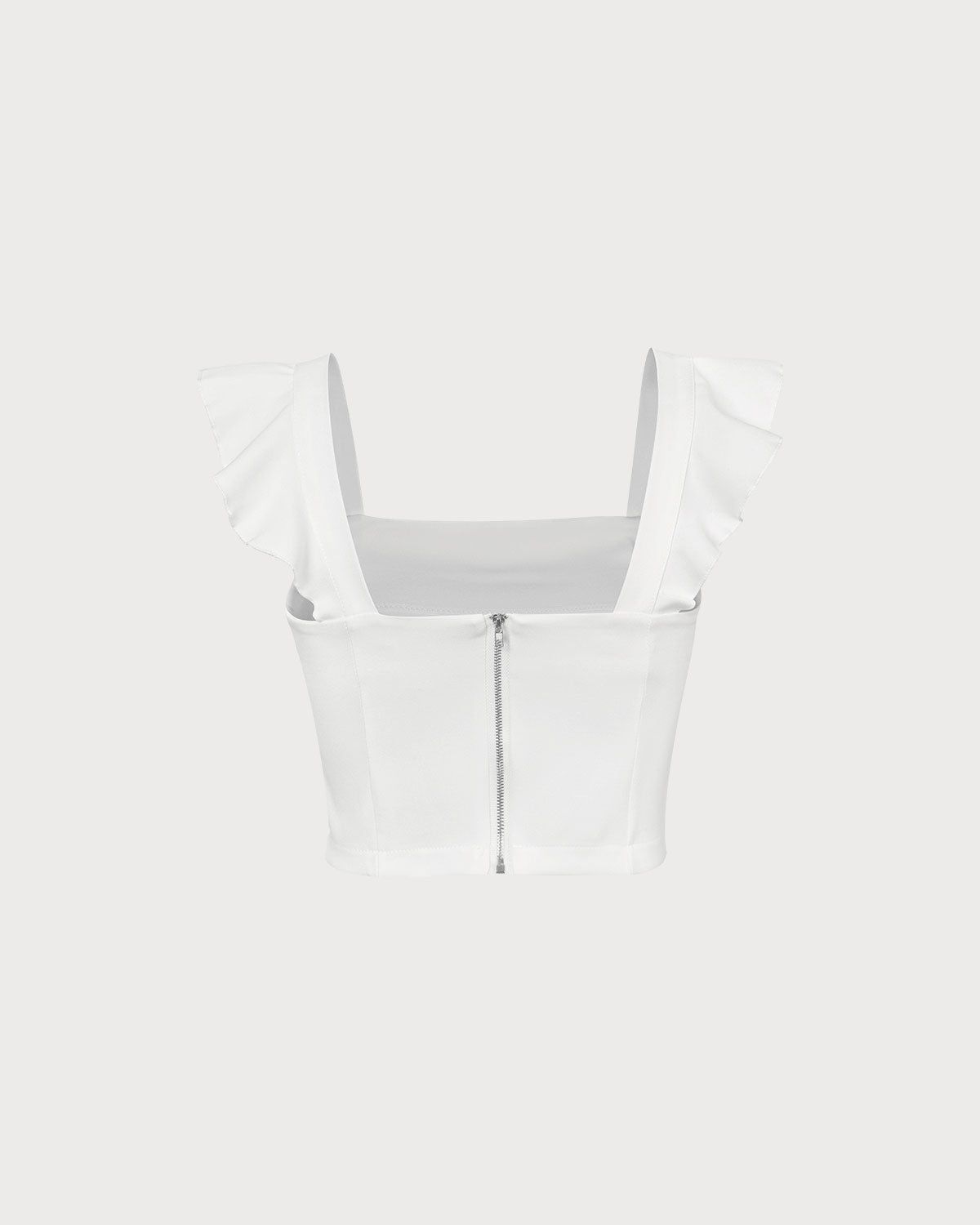 The White Flounce Butterfly Sleeve Tank Top sold by rihoas product image thumbnail 4