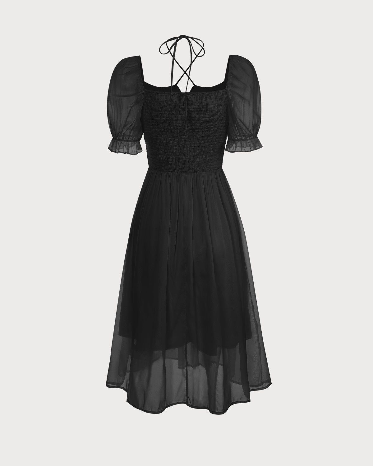The Solid Square Neck Puff Sleeve Midi Dress sold by rihoas product image thumbnail 3