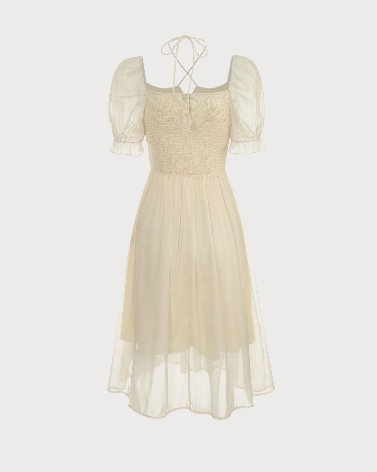 The Solid Square Neck Puff Sleeve Midi Dress sold by rihoas product image thumbnail 6