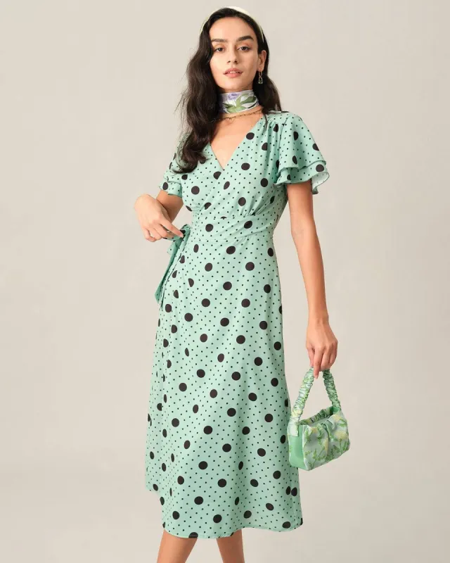 The Dot Flare Sleeve Midi Dress sold by rihoas