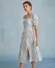 The Blue Sweetheart Neck Puff Sleeve Floral Midi Dress sold by rihoas