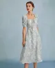 The Blue Sweetheart Neck Puff Sleeve Floral Midi Dress sold by rihoas