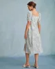 The Blue Sweetheart Neck Puff Sleeve Floral Midi Dress sold by rihoas