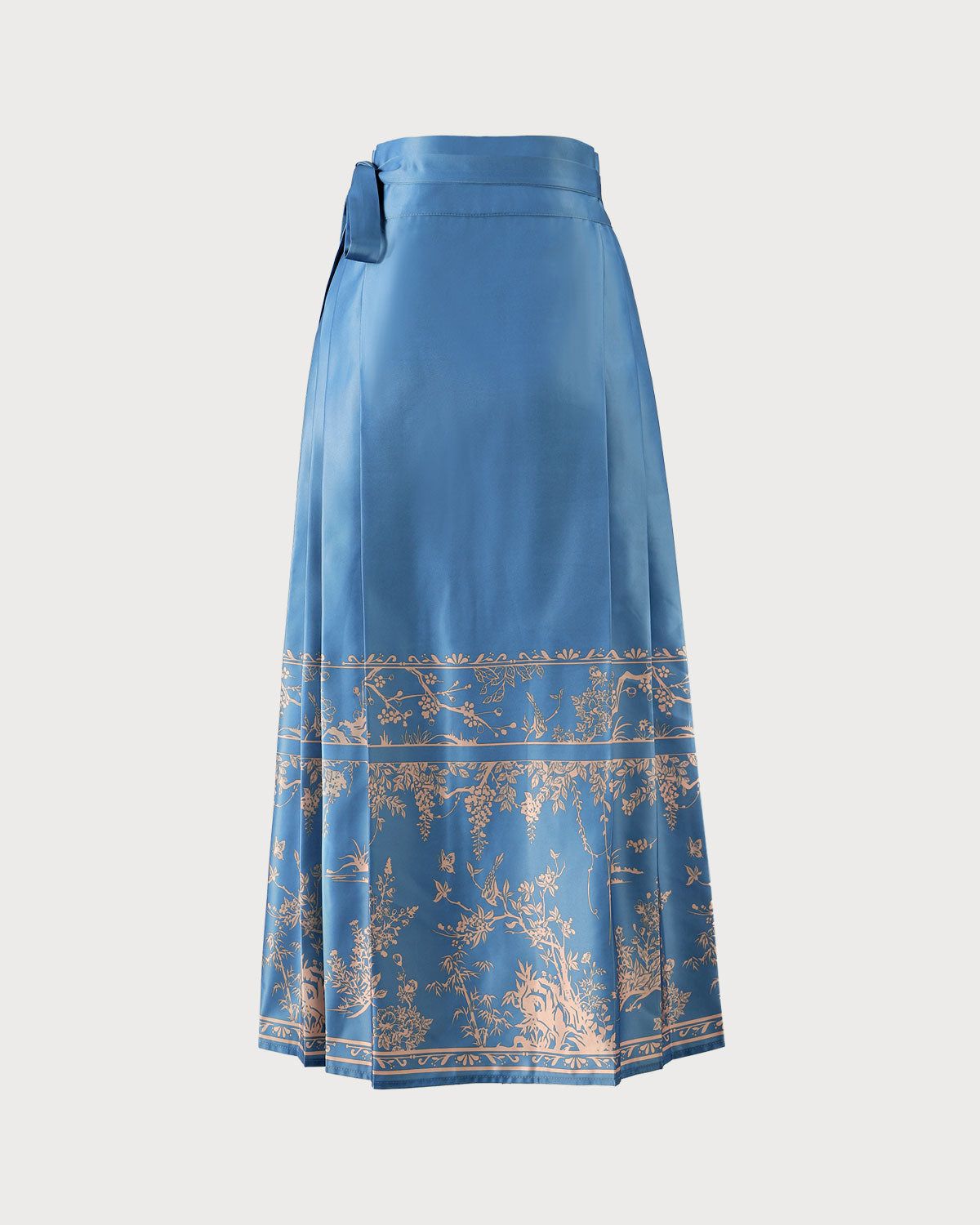 The Blue Drawstring Pleated Wrap Midi Skirt sold by rihoas product image thumbnail 7