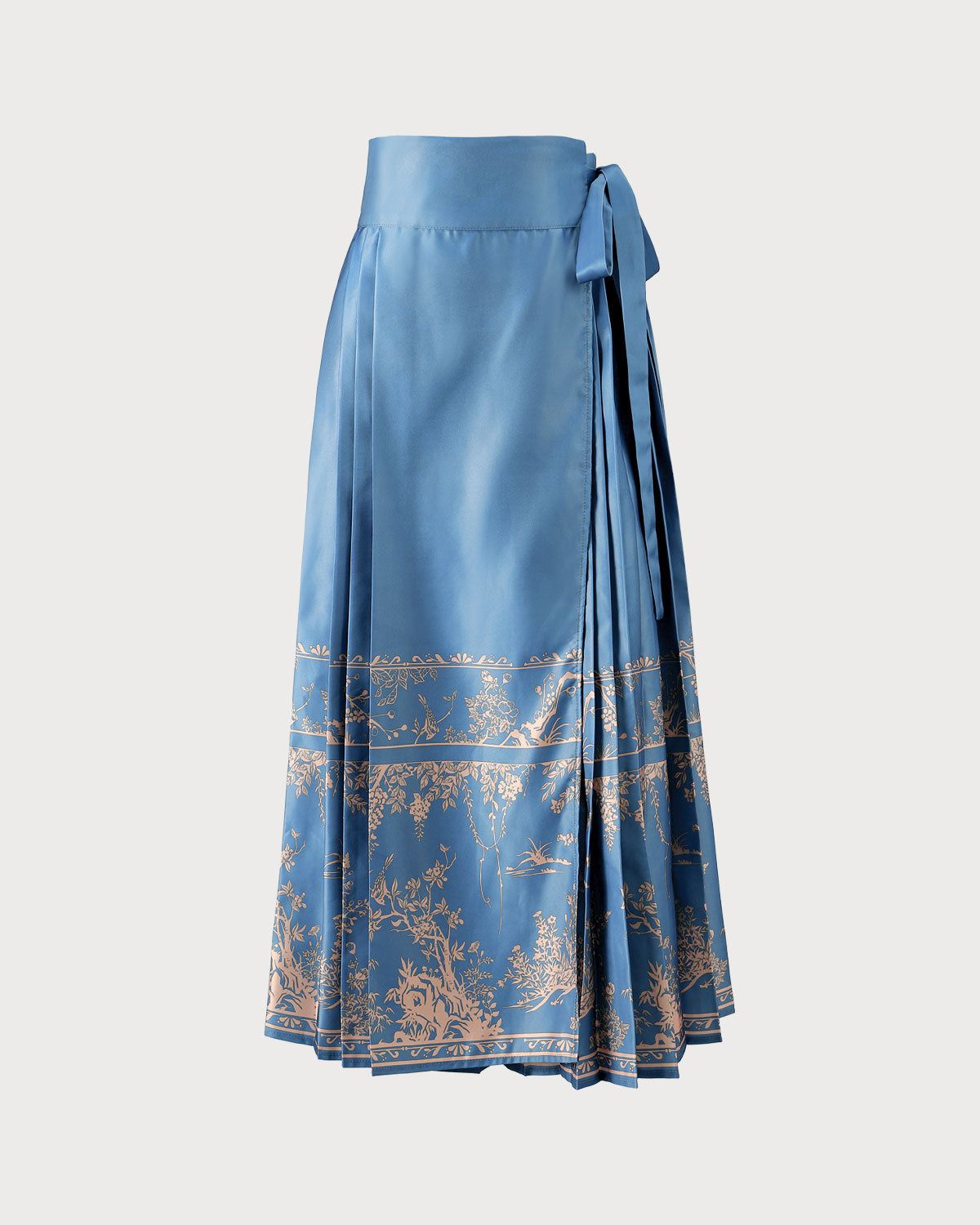 The Blue Drawstring Pleated Wrap Midi Skirt sold by rihoas product image thumbnail 6