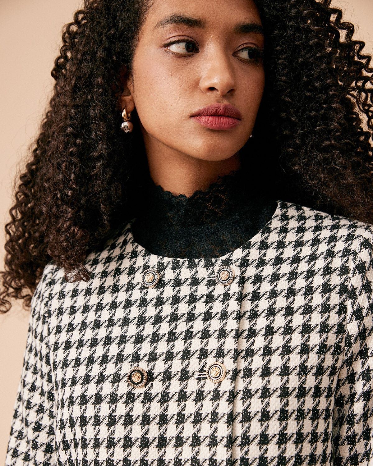 The Double-breasted Plaid Tweed Jacket sold by rihoas product image thumbnail 2