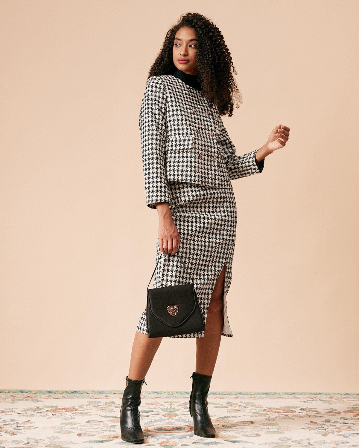 The Double-breasted Plaid Tweed Jacket sold by rihoas product image thumbnail 4