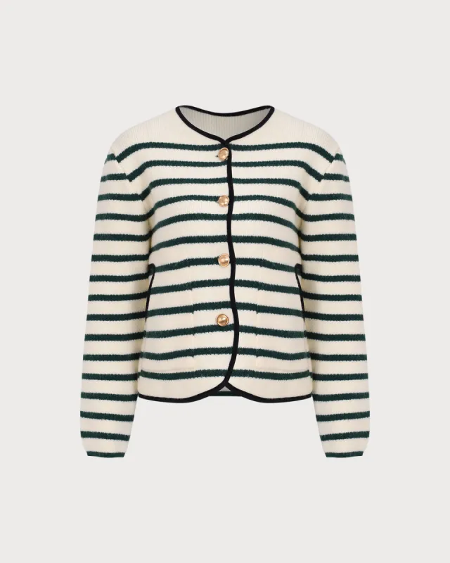 Women's Single-Breasted Striped Cardigan sold by rihoas