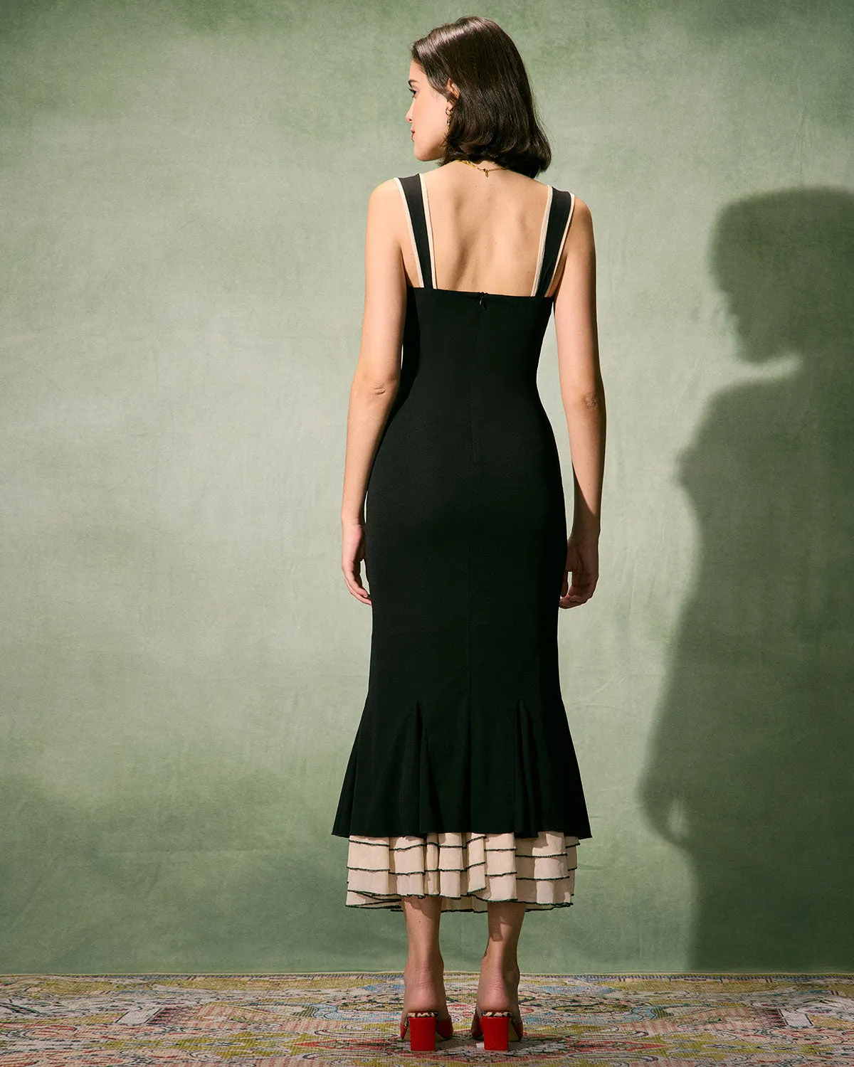 The Black Sweetheart Neck Bodycon Slip Maxi Dress sold by rihoas product image thumbnail 5