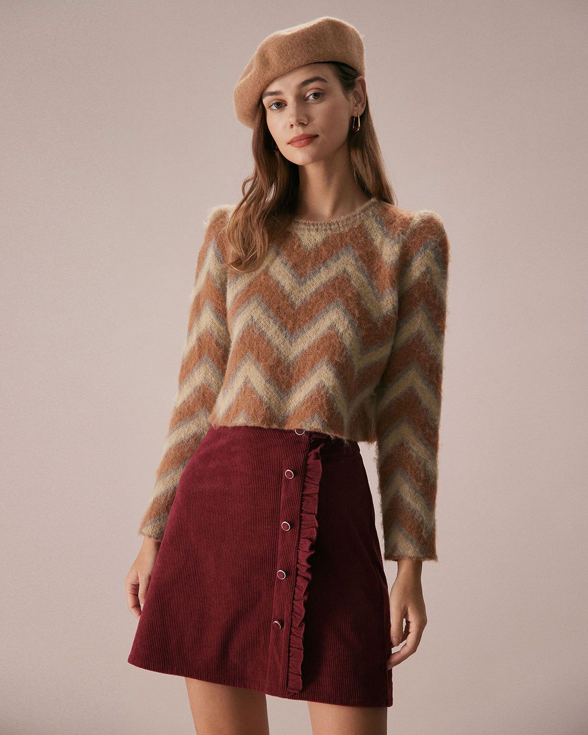 The Yellow Crew Neck Striped Crop Knit Top sold by rihoas