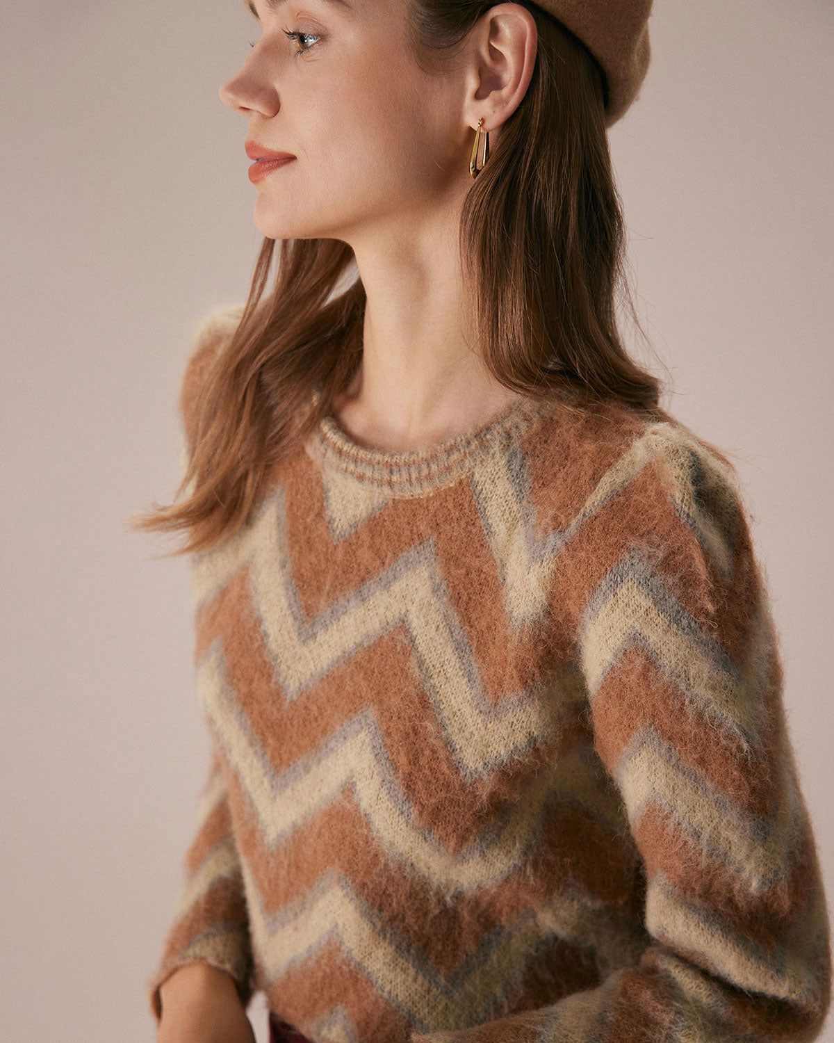 The Yellow Crew Neck Striped Crop Knit Top sold by rihoas product image thumbnail 4