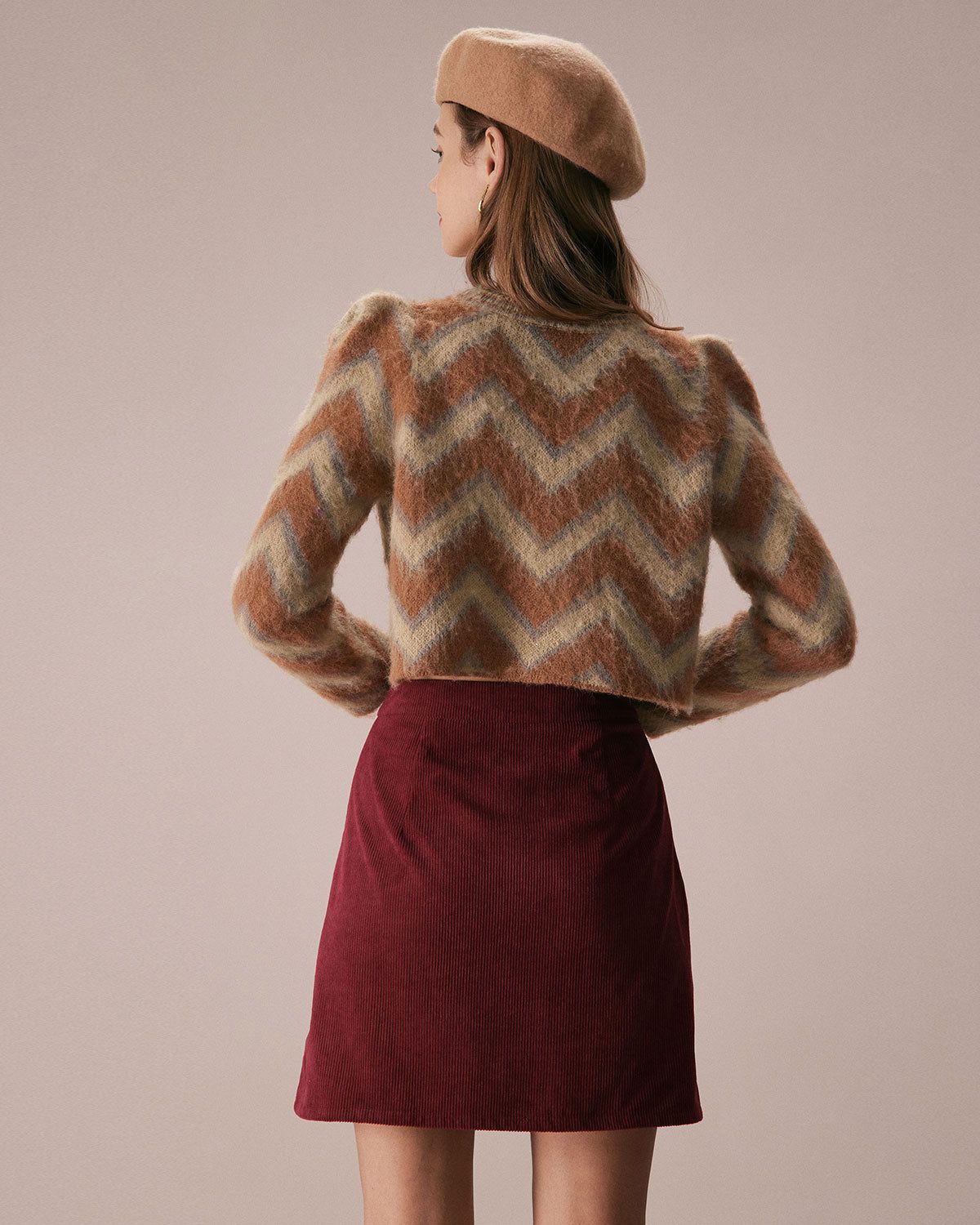 The Yellow Crew Neck Striped Crop Knit Top sold by rihoas product image thumbnail 5