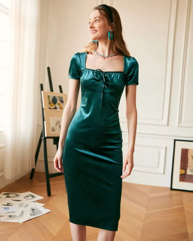 The Velvet Tie Bodycon Midi Dress sold by rihoas