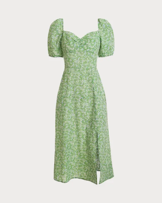 The Floral Side Split Midi Dress sold by rihoas