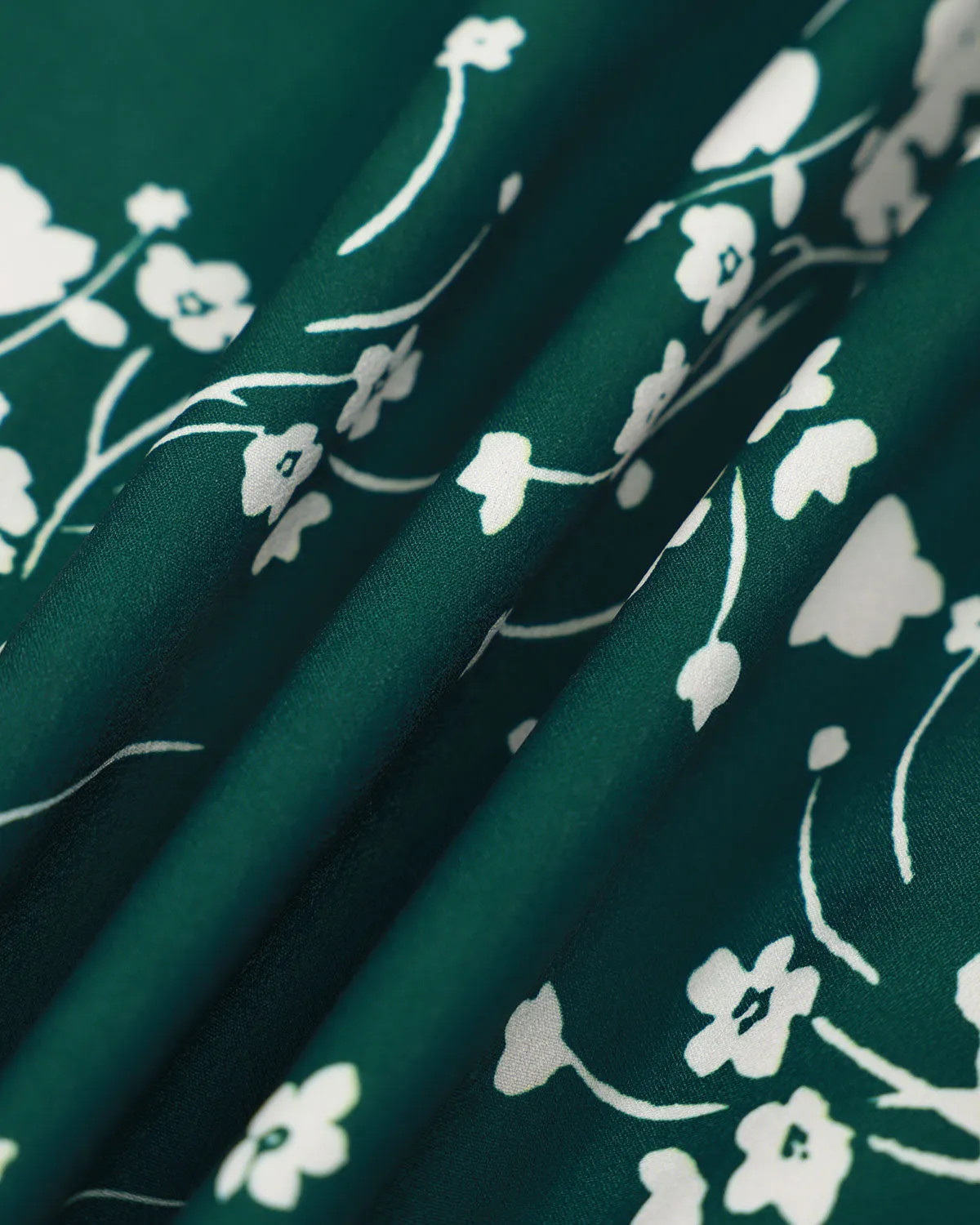 The Green Round Neck Floral Mini Dress sold by rihoas product image thumbnail 5