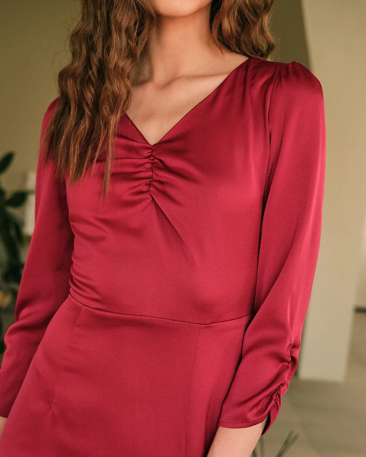 The Solid V Neck Slit Maxi Dress sold by rihoas product image thumbnail 2