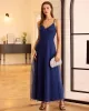 The Navy V Neck Mesh Wrap Maxi Dress sold by rihoas