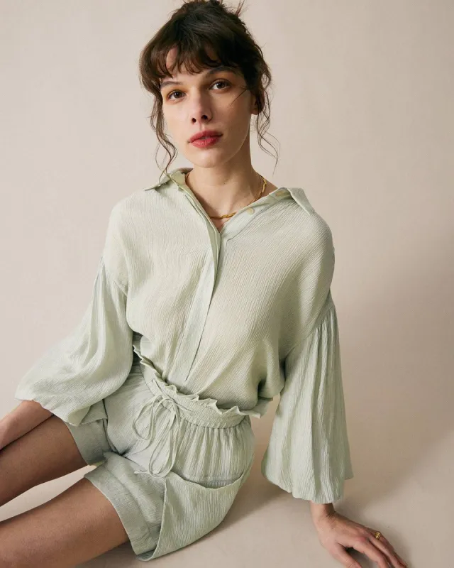 The Solid Textured Loose Shirts sold by rihoas