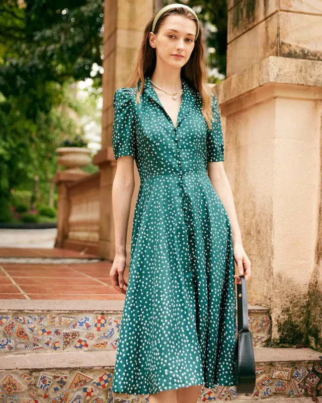 The Lapel Neck Single-breasted Midi Dress sold by rihoas