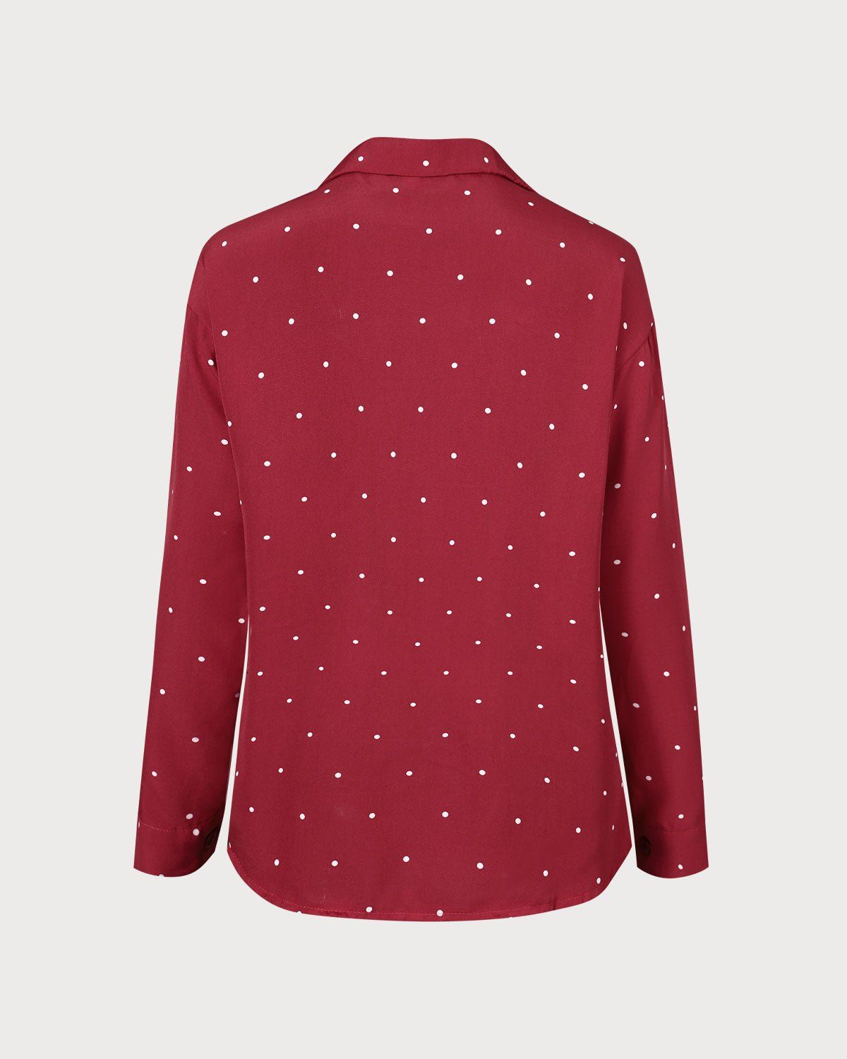 The Red Lapel Polka Dot Long Sleeve Shirt sold by rihoas product image thumbnail 6