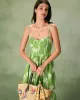 The Green Floral Ruched Slip Midi Dress sold by rihoas
