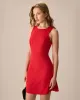 The Red Round Neck Cut-Out Mini Dress sold by rihoas