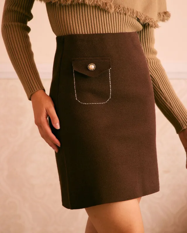 The Coffee Seam Colorblock Knit Mini Skirt sold by rihoas
