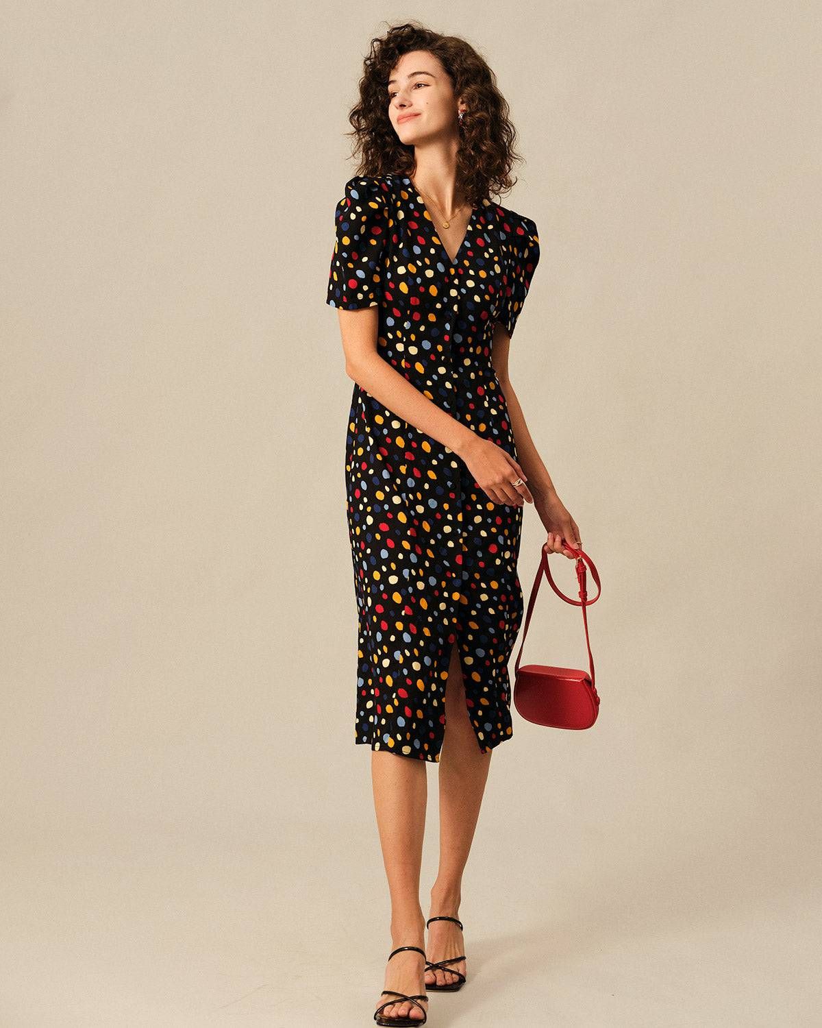 The Polka Dot Button-Up Midi Dress sold by rihoas product image thumbnail 2
