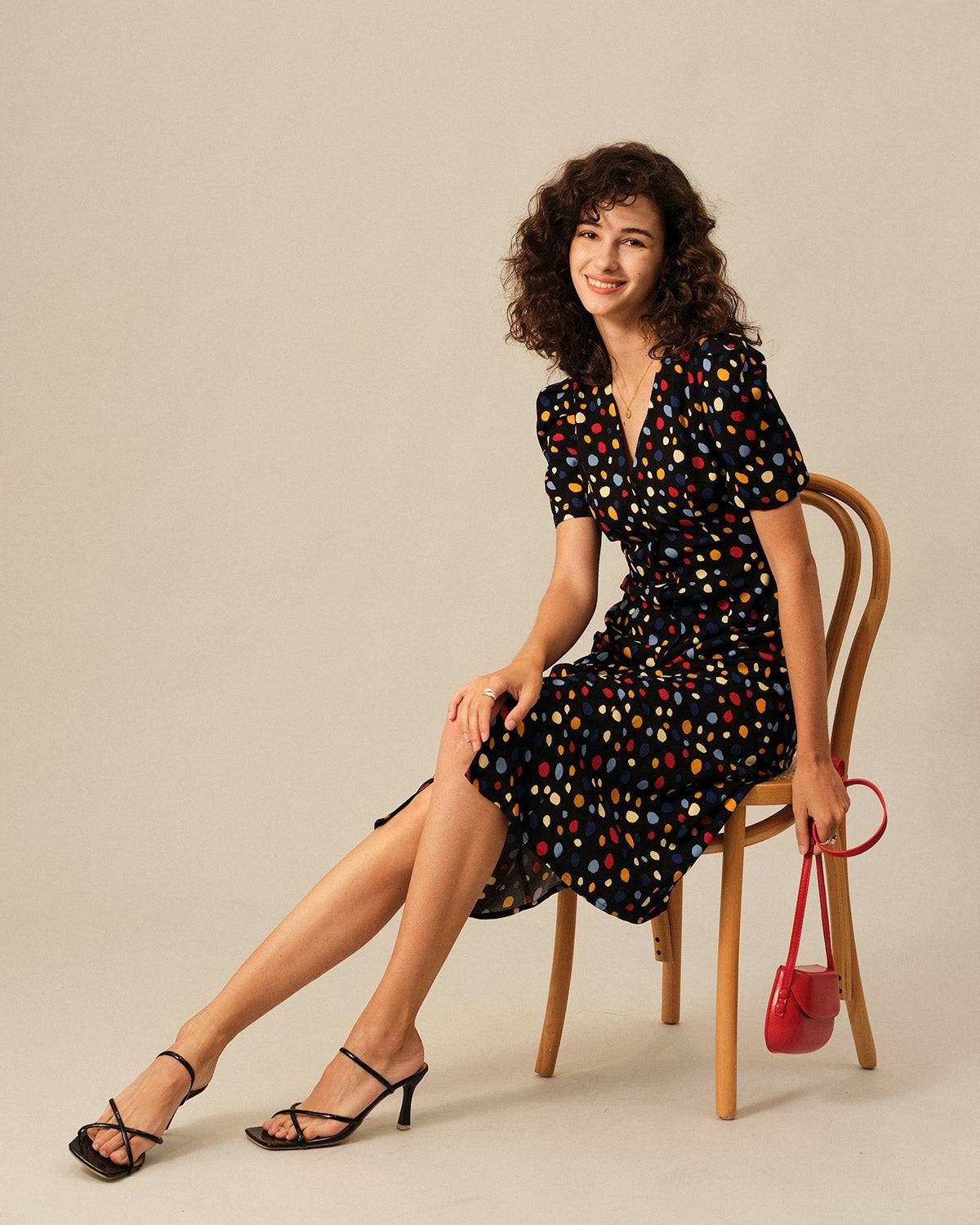 The Polka Dot Button-Up Midi Dress sold by rihoas product image thumbnail 3