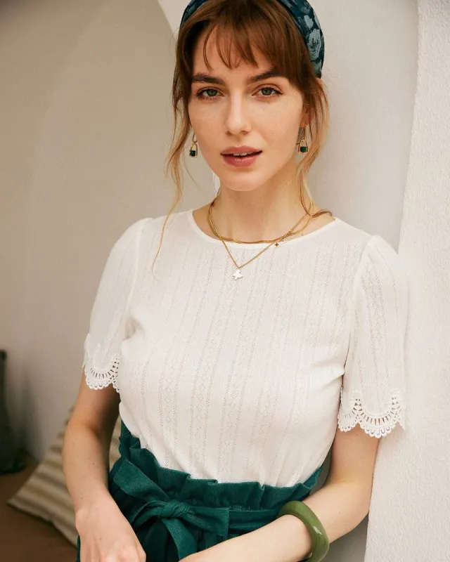 Puff Sleeve Shirred Cuffs Roundneck Plain Tee sold by rihoas